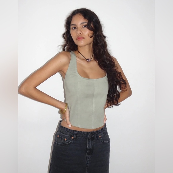 NWT Motel Rocks Kye Corset Top In Ash Grey - Picture 3 of 8